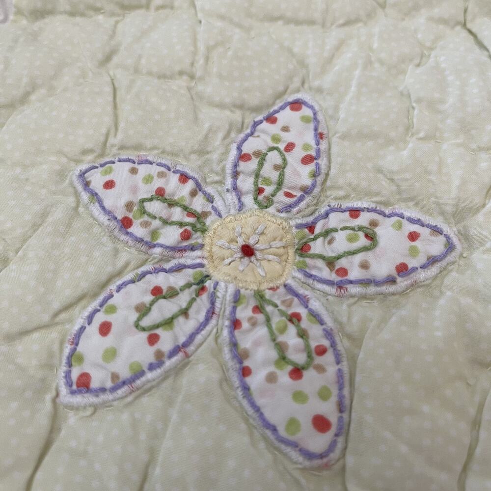 Pottery Barn Kids Quilted Pillow Sham Standard Floral Patchwork Tie Back - Picture 3 of 12